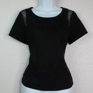 Sugar + Lips Black Velvet Sheer Short Slee…